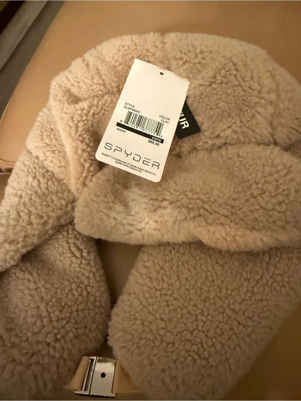 Spyder Shearling-Look  hat in Beige